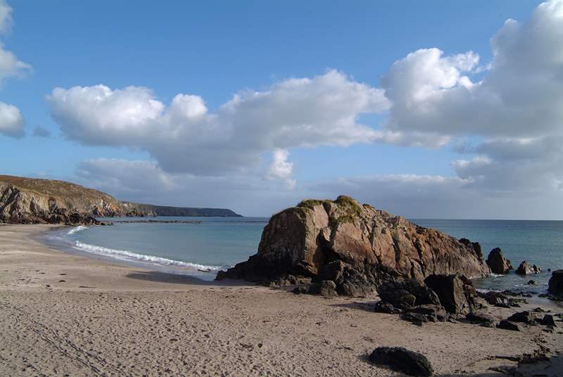 The beautiful beach at Kennack Sands is just a short drive away.