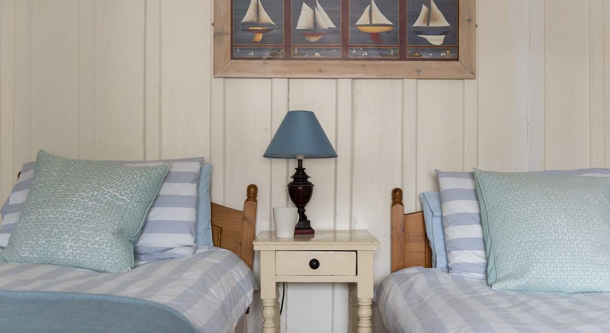 Fabulous coastal colours in this relaxing bedroom.