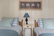 Fabulous coastal colours in this relaxing bedroom.