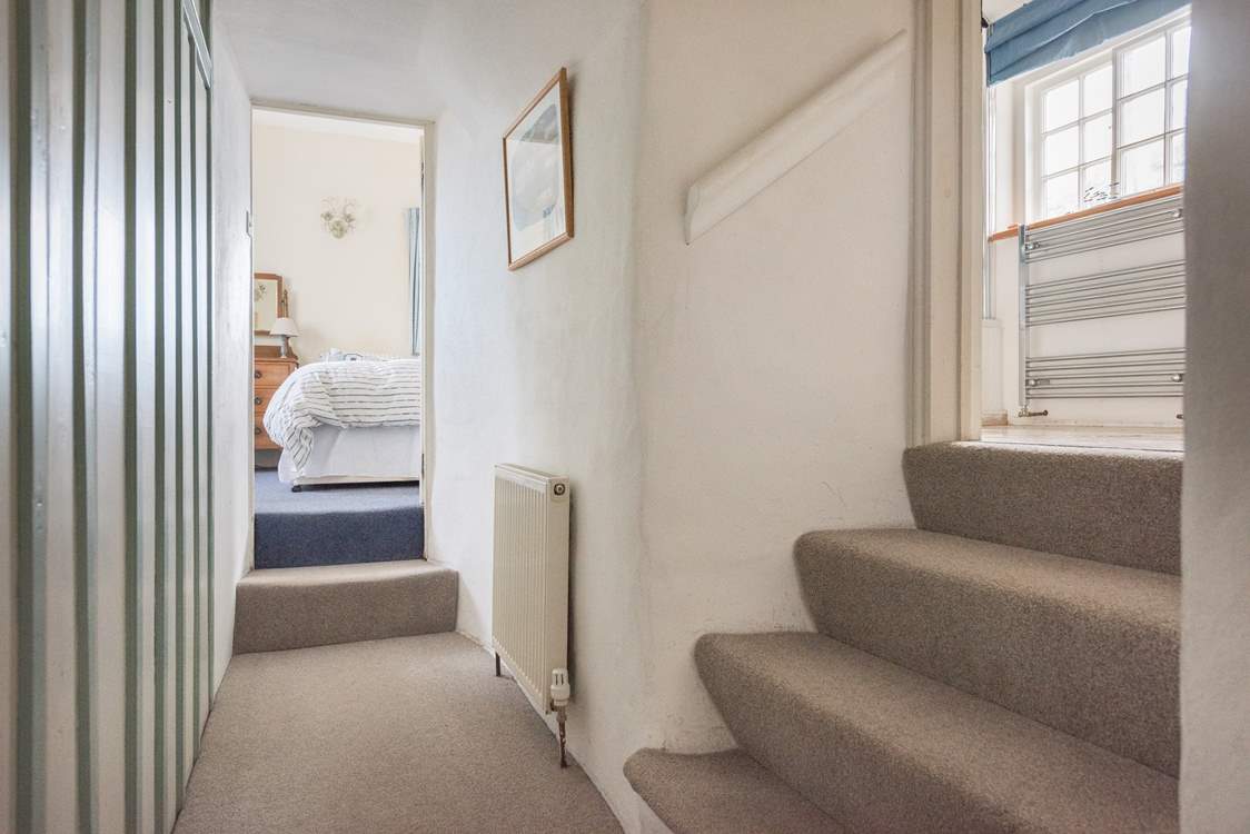 This charming old cottage has lots of little steps up into the bathroom and bedrooms.