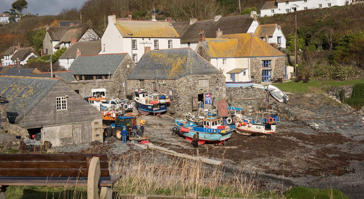 The local fishing boats at low tide.