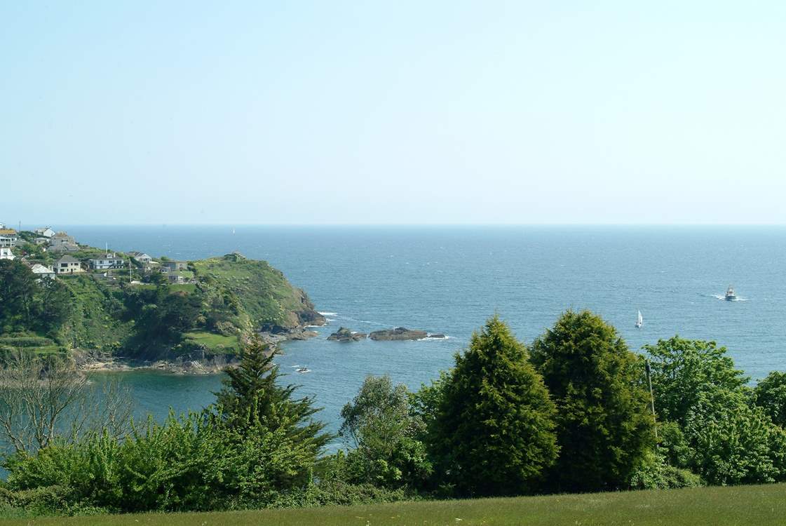 Looking from the top of Fowey to the river mouth and the sea beyond.
