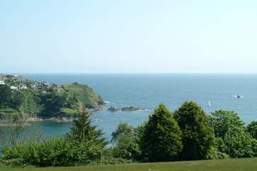 Looking from the top of Fowey to the river mouth and the sea beyond.