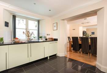 The dining area leads directly off from the kitchen.
