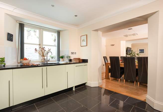 The dining area leads directly off from the kitchen.