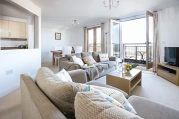 The light and bright open plan living space.