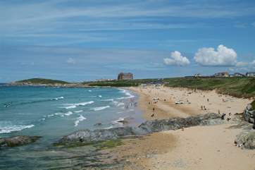 Fistral Beach is your nearest beach, which is just on the other side of Pentire.