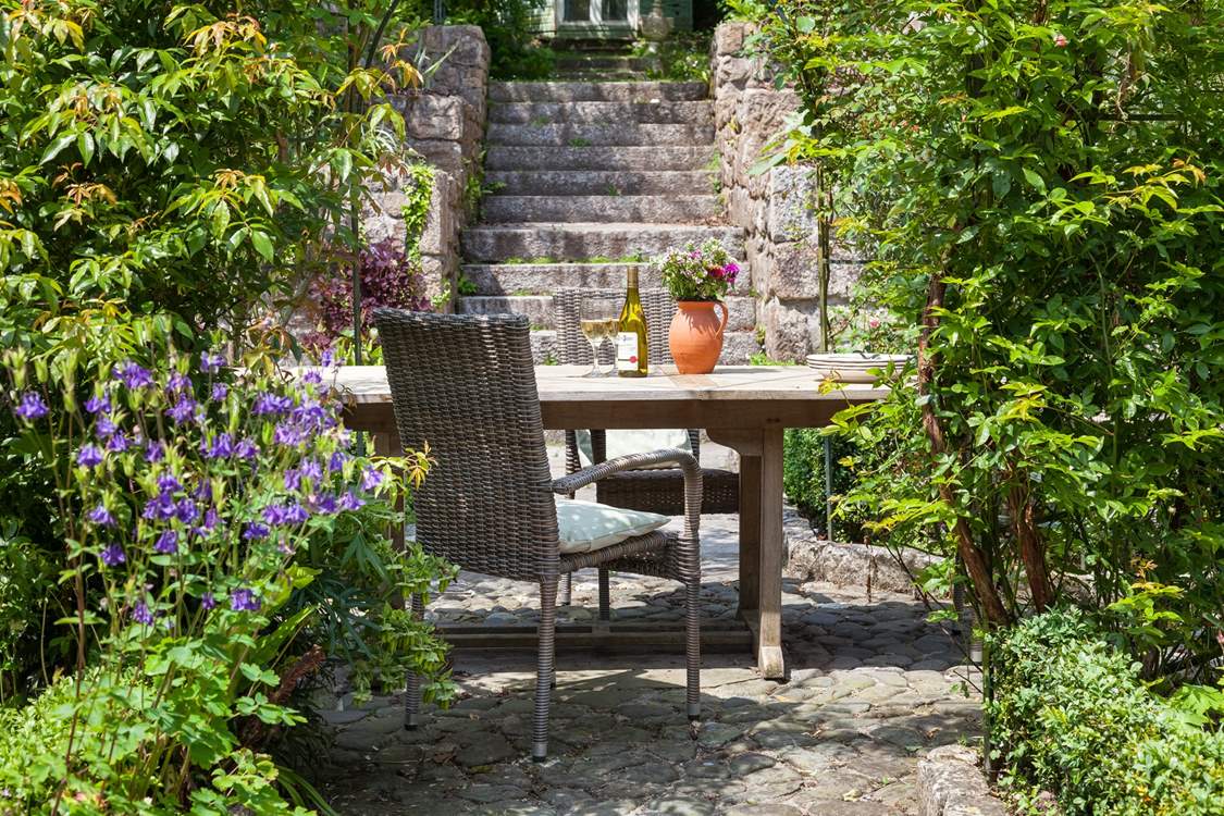 The garden is full of sheltered little spots.