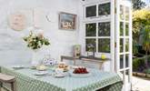 The garden-room is perfect for an afternoon Cornish cream tea. Sit back, relax and listen to the birdsong. - Thumbnail Image