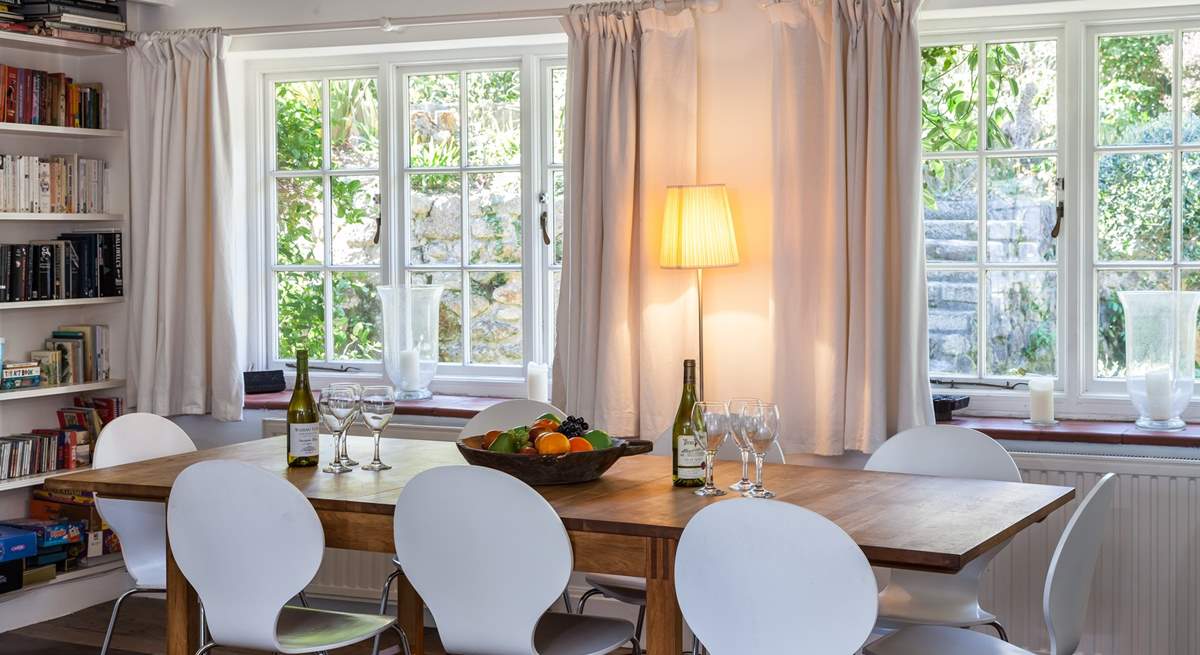 The dining-area in the huge sitting-room.