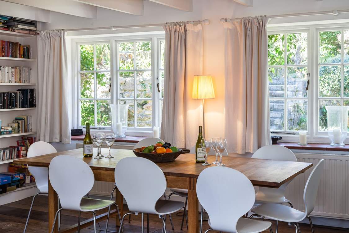 The dining-area in the huge sitting-room.