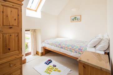 This is the charming single bedroom. The bed is 3ft and so can be used by an adult as well as for a child.