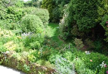 A view of the cottage garden from the twin bedroom window.