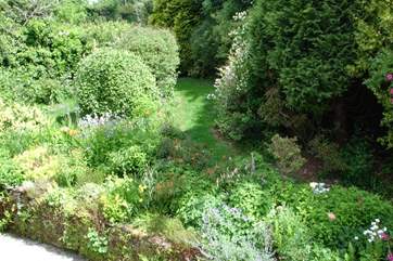 A view of the cottage garden from the twin bedroom window.