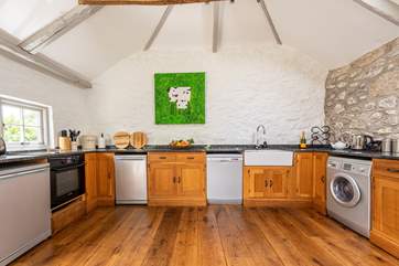 The spacious kitchen area.