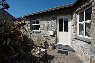 The sunny front terrace.