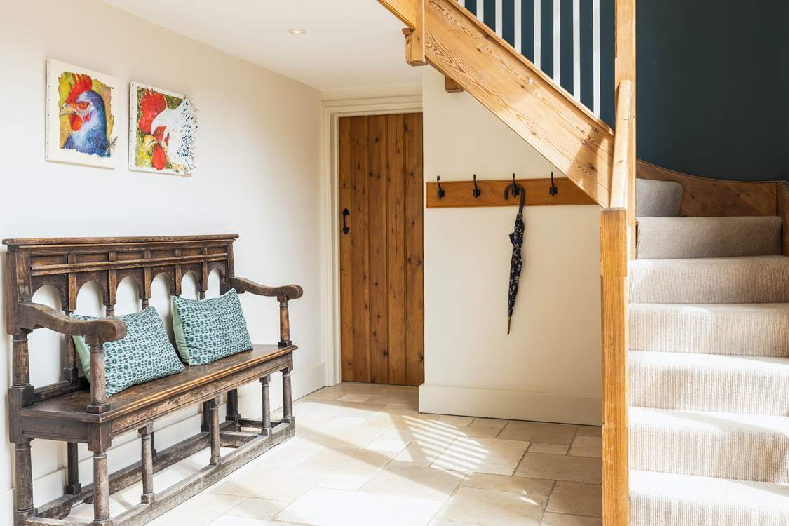 The entrance area is so bright and airy with plenty of room to hang up your coats and take off your wellies after a day of exploring.