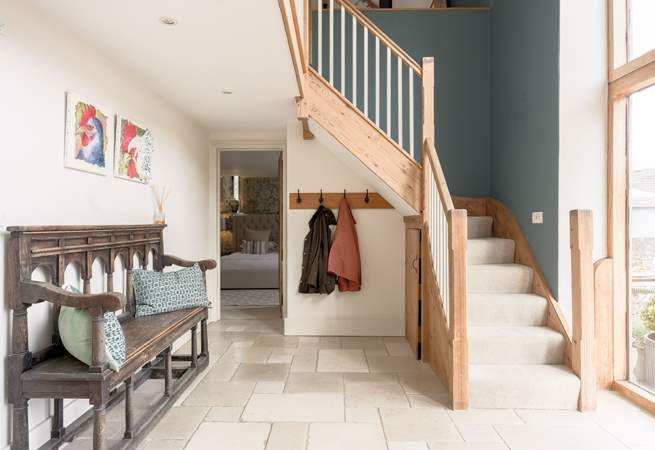 The upside down living arrangement was planned to provide the most of the views and light to the upper floor.