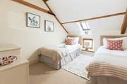 The bright twin bedroom has 3ft beds that can be combined to create a 6ft super-king double bed.
