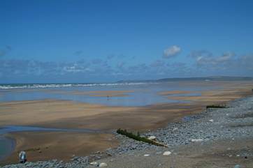 The Blue Flag beach at Westward Ho! Miles of sand at low tide.