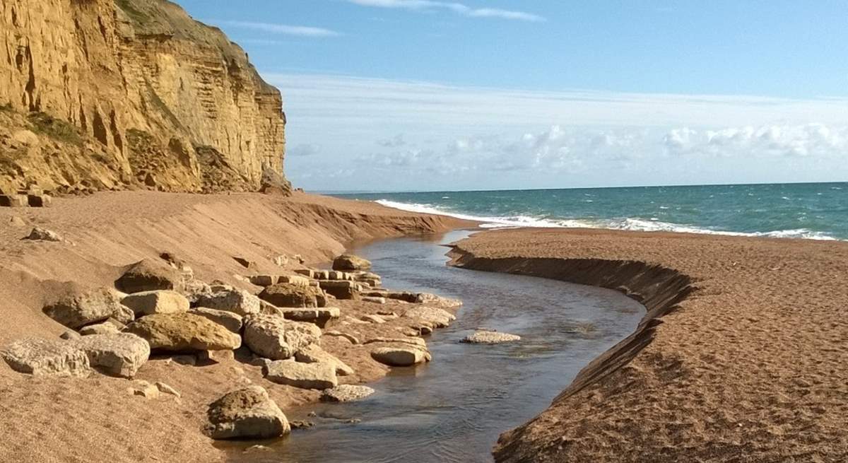 This is the dramatic Jurassic Coast at Burton Bradstock, beyond West Bay at Bridport.