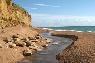 This is the dramatic Jurassic Coast at Burton Bradstock, beyond West Bay at Bridport.
