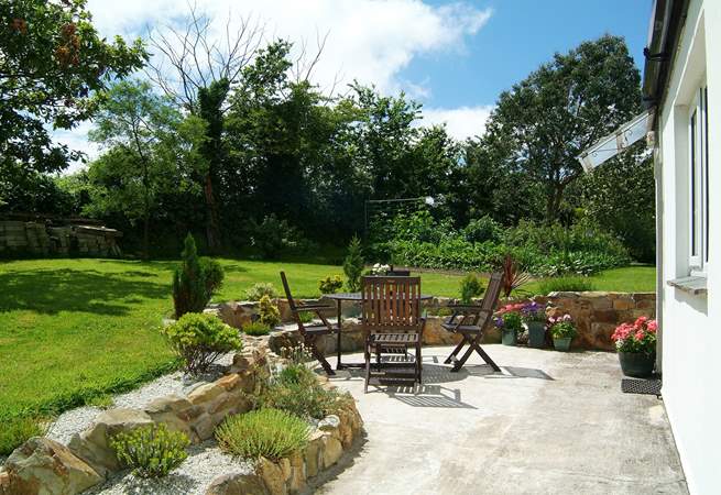 The sunny patio outside the cottage.