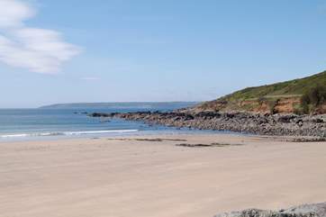 The sandy beach at Perranuthnoe, seen here at low tide, is just over a mile away.
