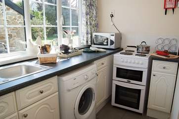 The kitchen is well-equipped.
