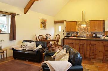 The spacious open plan living-room.