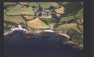 An aerial photograph of Talland Bay, with the beach on the left a few minutes' walk down the hill from Fred's House.