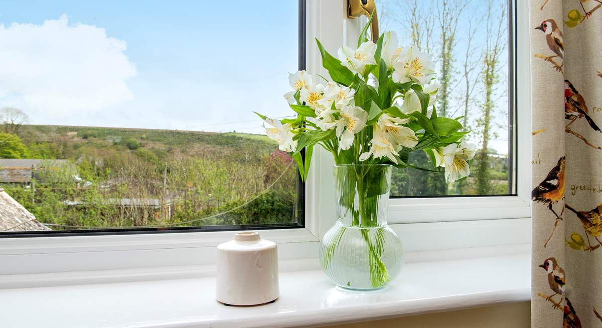 Countryside views from the twin bedded room.