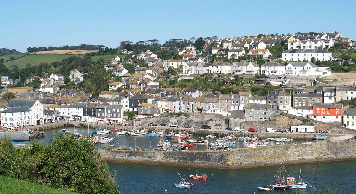 Looking down into Mevagissey harbour from the hill above.