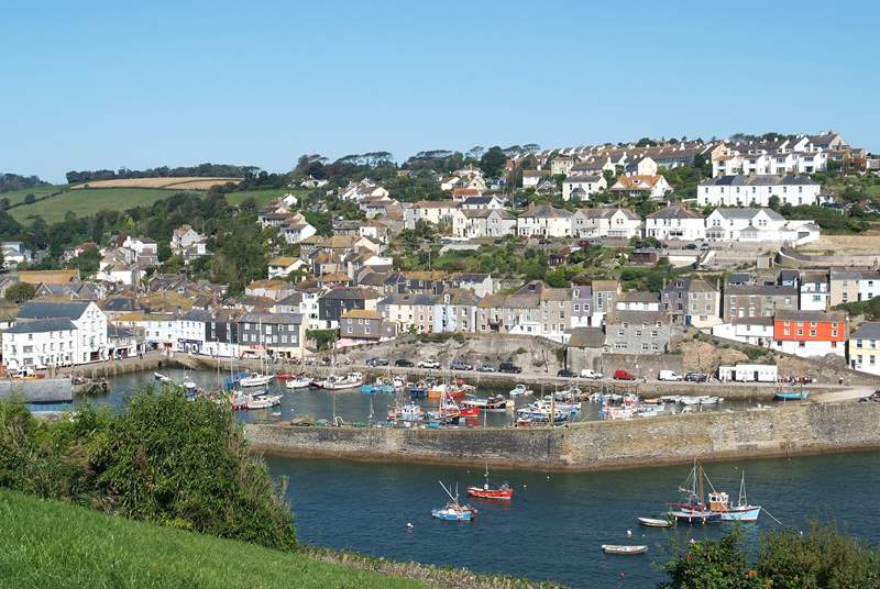 Looking down into Mevagissey harbour from the hill above.