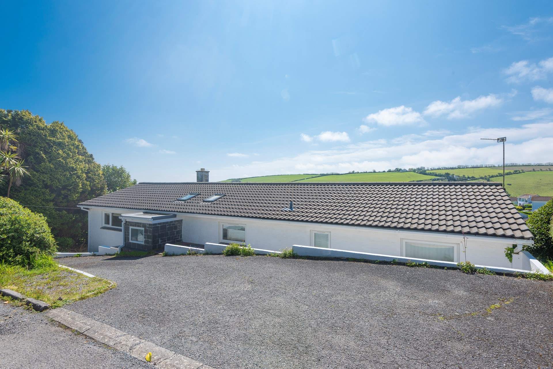 The gently sloping driveway. 