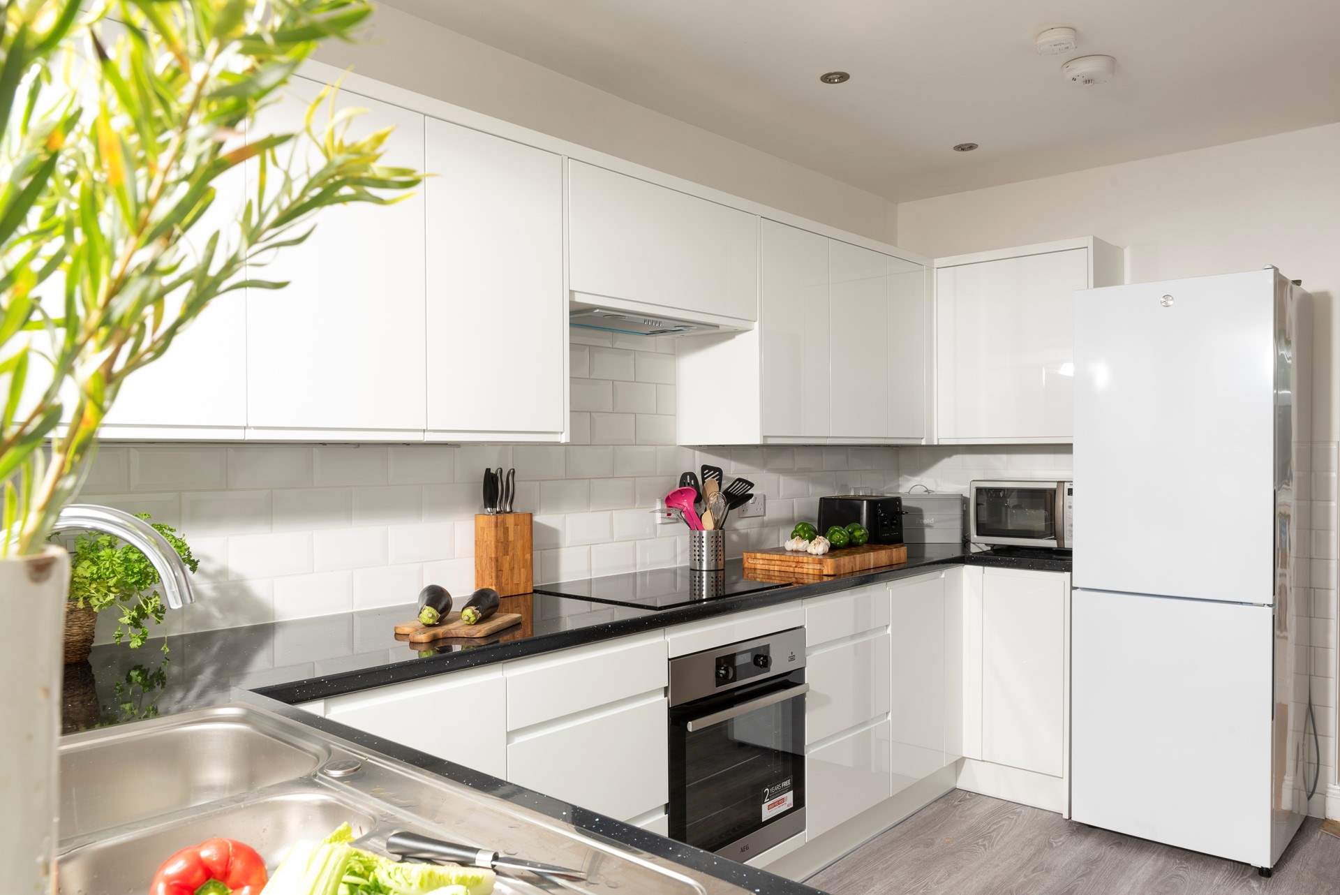 The kitchen is beautifully bright and airy.