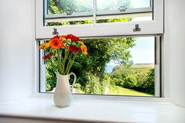 ... has gorgeous views across the gardens out to sea!