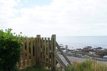 The steps down to the beach are securely gated.