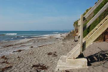 At the bottom of the steps you are right on the beach.