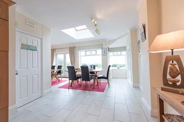 The dining-area looks out over the garden.