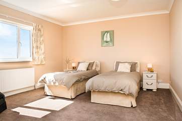 Bedroom 3 has a super-king double bed, which can also be made up as twin beds.