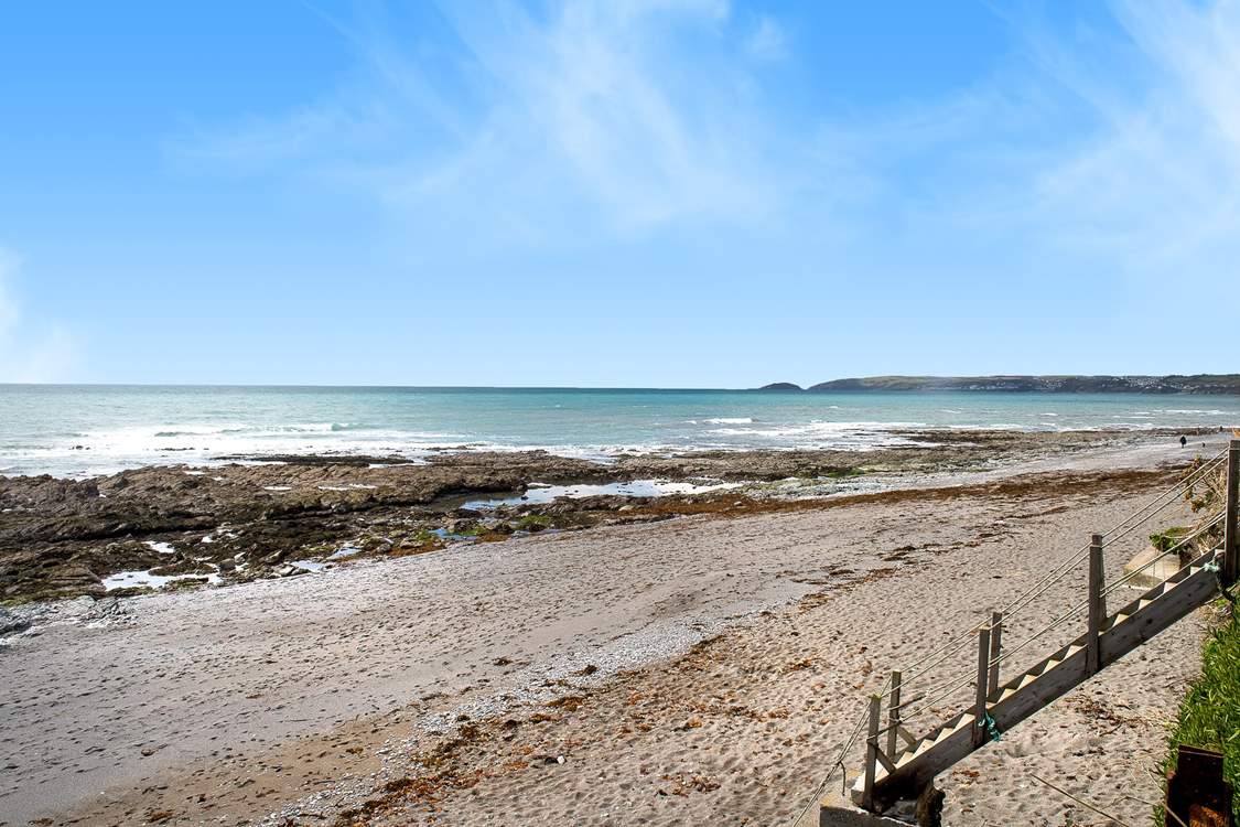 And at the bottom of the step the beach awaits.