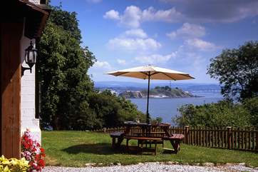There are wonderful views of the water from the garden, the house and, of course, the hot tub.