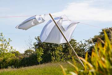 Washing blowing in the Cornish breeze.
