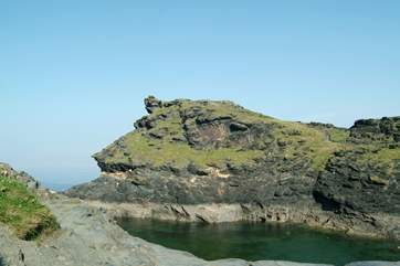 Looking out to sea from the dog-leg harbour at Boscastle.