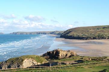 The fabulous sands at Perranporth, patrolled by lifeguards throughout the season, are less than seven miles away on the north coast.