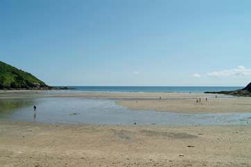 Caerhays (Porthluney) beach is seven miles from Treverbyn on the beautiful Roseland peninsula.