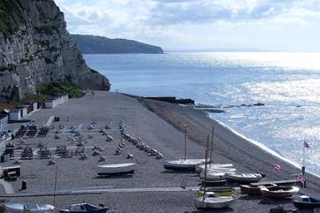 The lovely pebbled beach at Beer - there is a great cafe too, and you can also buy fresh fish straight off the boats.