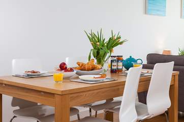 The dining-area is light and bright.