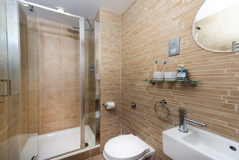 The en suite with modern shower.